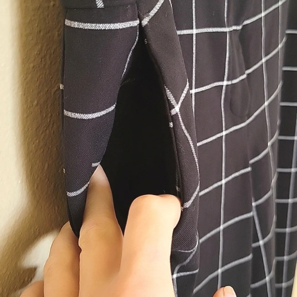 Vince Camuto Womens Black Grid Print Pants Academia Career Office - Size 10 - Picture 5 of 9